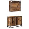 vidaXL Bathroom Furniture Set with Door 2 pcs Old wood 80 x 33 x 60 cm