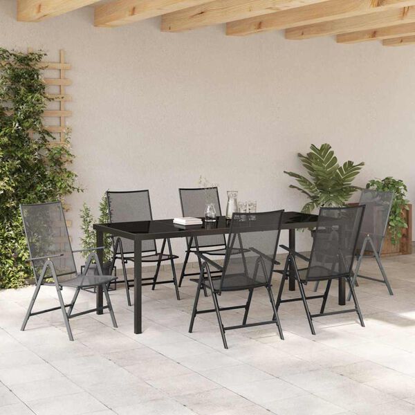 vidaXL Garden Dining Set 7 pcs Anthracite Powder-Coated Steel