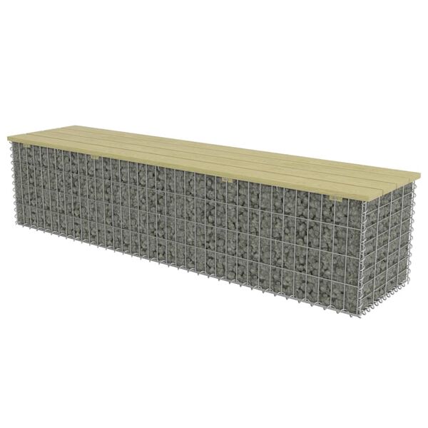 vidaXL Gabion Bench 180 cm Galvanised Steel and Pinewood