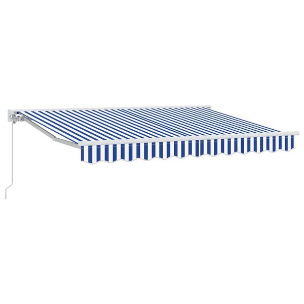 vidaXL Retractable Awning Manual Blue and White 300 x 200 cm