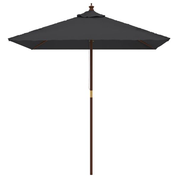 vidaXL Garden Parasol with Wooden Pole Black 198x198x231 cm