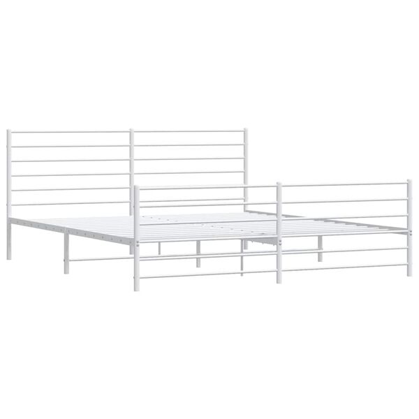 vidaXL Metal Bed Frame without Mattress with Footboard White 183x213cm