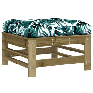 vidaXL Garden Footstool with Cushion Impregnated Wood Pine