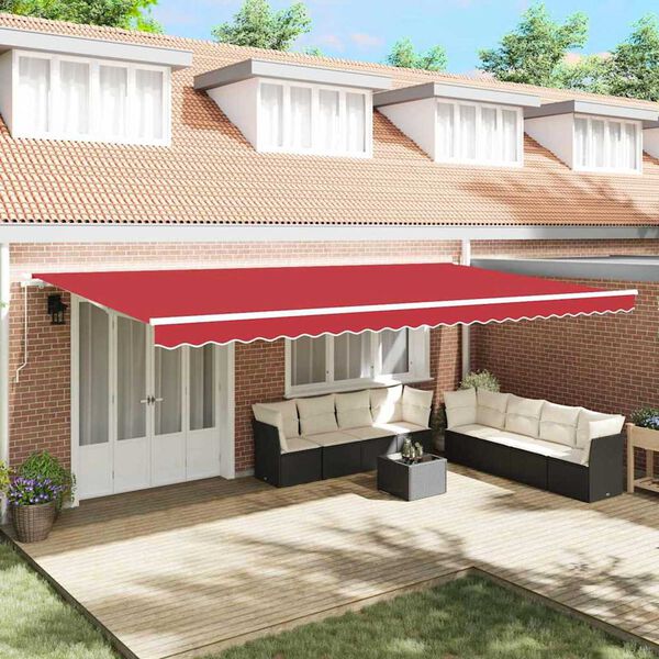 vidaXL Retractable Awning Red 600 x 350 cm Polyester and Aluminium