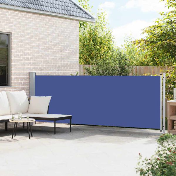 vidaXL Patio Retractable Side Awning 140x600 cm Blue
