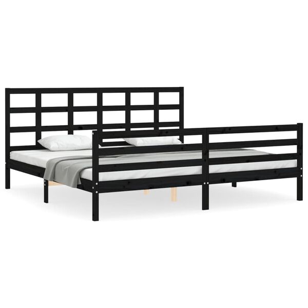 vidaXL Bed Frame without Mattress Black 200x200 cm Solid Wood