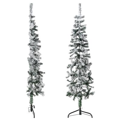 vidaXL Slim Artificial Half Christmas Tree with Flocked Snow 120 cm