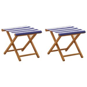 vidaXL Deck Chair 2 pcs Solid Eucalyptus Wood Blue and White