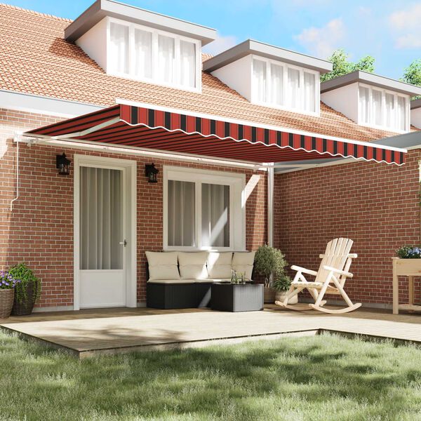 vidaXL Retractable Awning Manual Orange and brown 450 x 300 cm