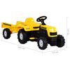 vidaXL Pedal Tractor for Kids with Trailer Yellow