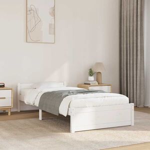 vidaXL Bed Frame without Mattress White Solid Wood 90x190 cm Single