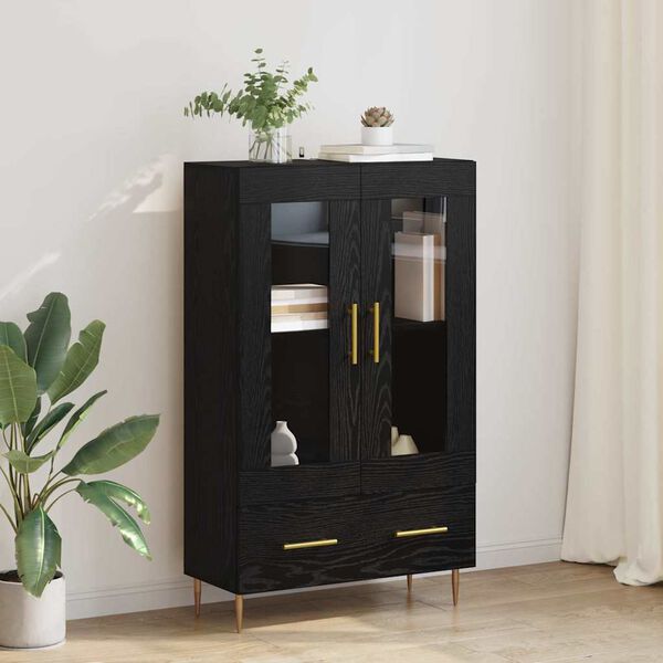 vidaXL Highboard with Drawer Black Oak 69.5 x 31 x 115 cm