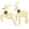 vidaXL LED Reindeers 2 pcs Warm White 45 x 19 x 65 cm Fabric