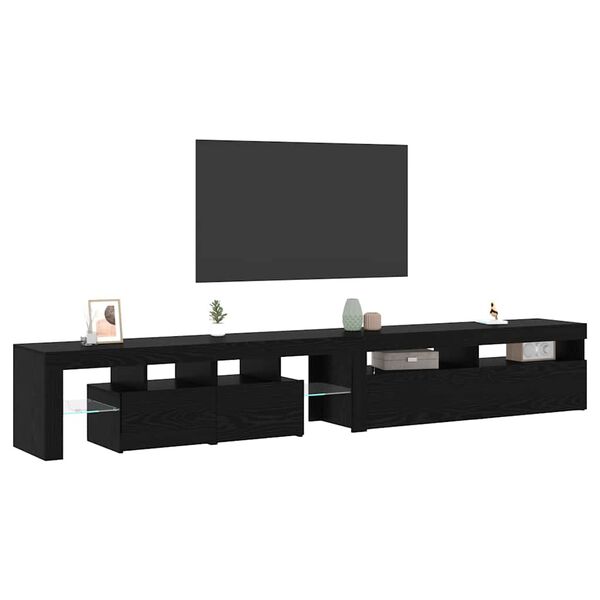 vidaXL TV Cabinet 2 pcs Black Oak 260 x 37 x 40 cm Engineered Wood