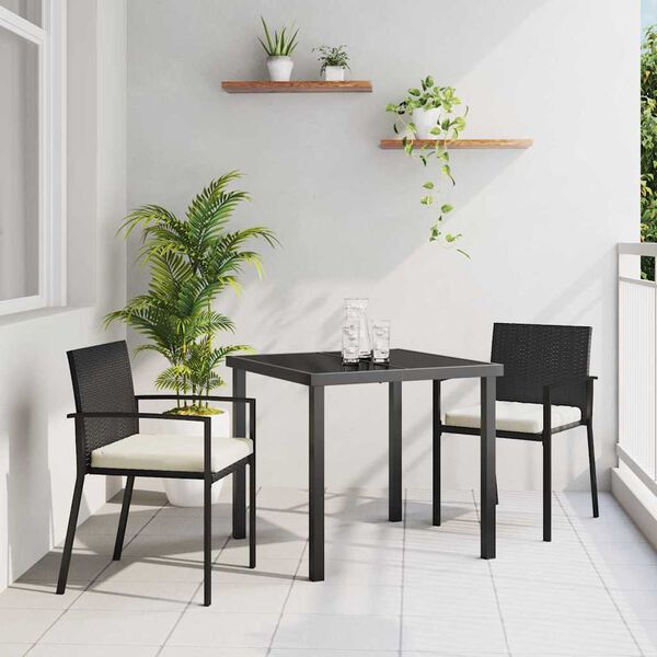 vidaXL Garden Dining Set 3 pcs Black Powder-Coated Steel