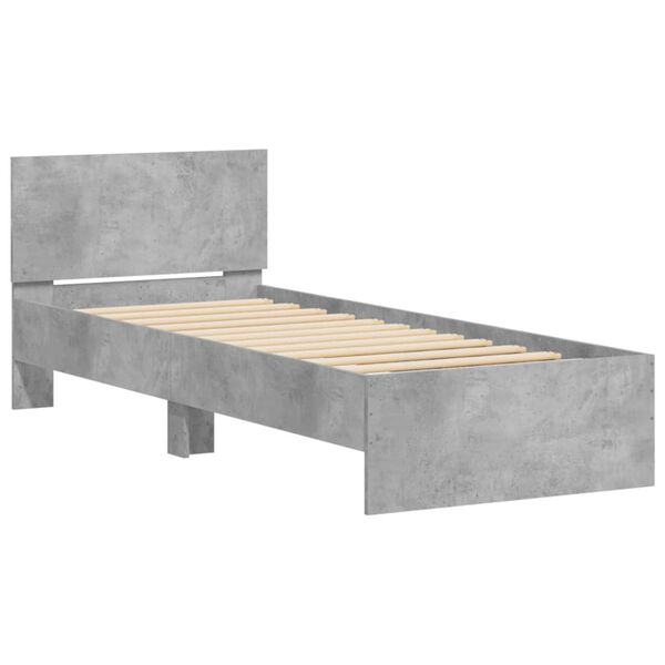 vidaXL Bed Frame without Mattress with Headboard Concrete Grey 90x190 cm Single