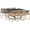 vidaXL 7 Piece Garden Dining Set with Cushions Mix Beige Poly Rattan