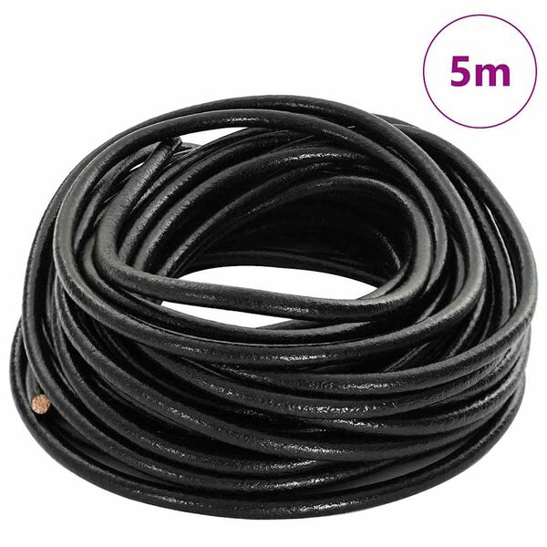 vidaXL Leather Cord Black &Oslash;4 mm x 5 m Leather