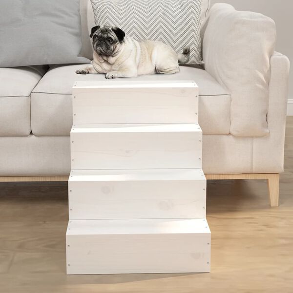vidaXL Pet Stair White 40x49x47 cm Solid Wood Pine
