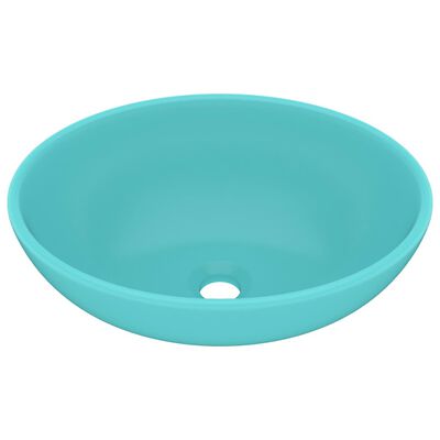vidaXL Luxury Basin Oval-shaped Matt Light Green 40x33 cm Ceramic