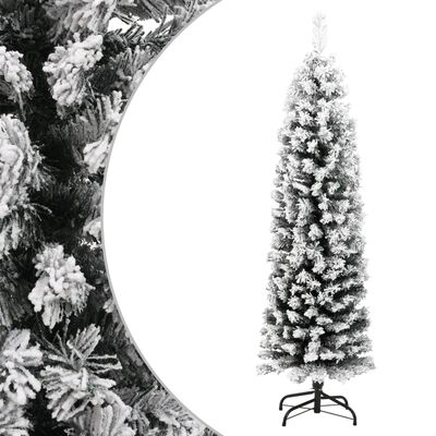 vidaXL Slim Artificial Christmas Tree with Flocked Snow Green 120 cm PVC