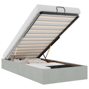 vidaXL Ottoman Bed Frame No Mattress Light Grey Single Velvet