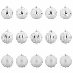 vidaXL Christmas Bauble Set XL 15 pcs Silver &Oslash; 10 cm Plastic