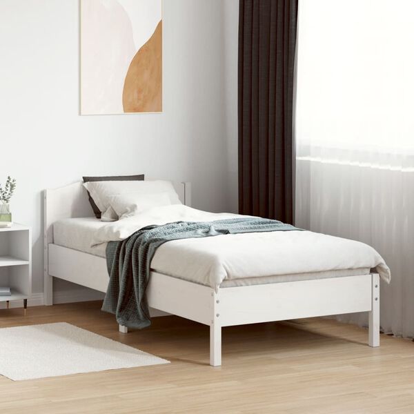 vidaXL Bed Frame without Mattress White 90x190 cm Single Solid Wood Pine