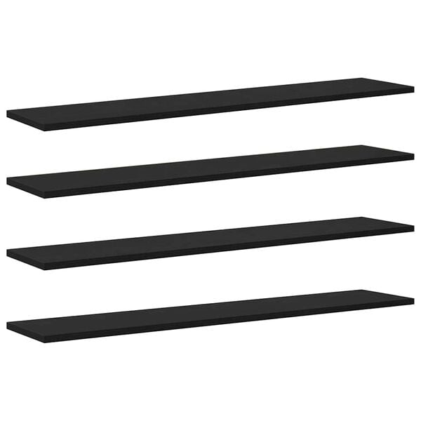 vidaXL Bookshelf Board 4 pcs Black 100 x 20 x 1.5 cm Engineered Wood