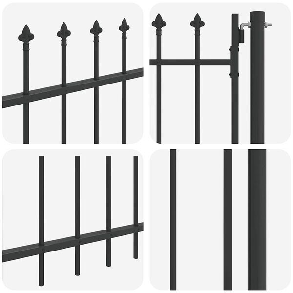 vidaXL Fence Gate Grey 100 x 120 cm Powder coated steel