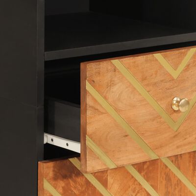 vidaXL Bathroom Cabinet Brown and Black 38x33.5x160 cm Solid Wood Mango