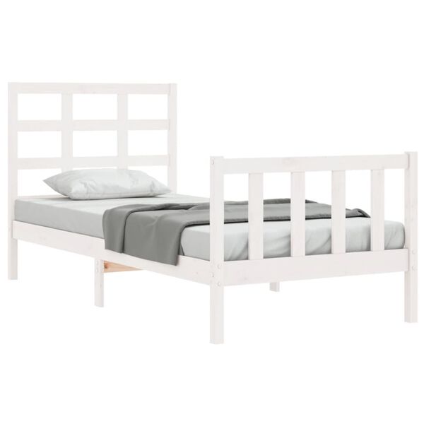 vidaXL Bed Frame without Mattress White 90x190 cm Single Solid Wood Pine