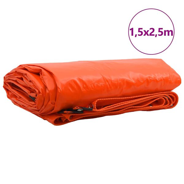 vidaXL Tarpaulin 650g / m&sup2; Orange 1.5 x 2.5 m Canvas with PVC Coating
