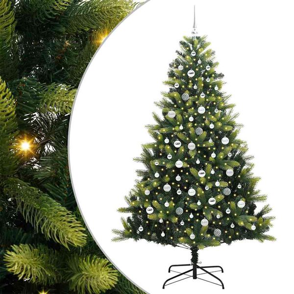 vidaXL Artificial Hinged Christmas Tree 300 LEDs Green 210 cm