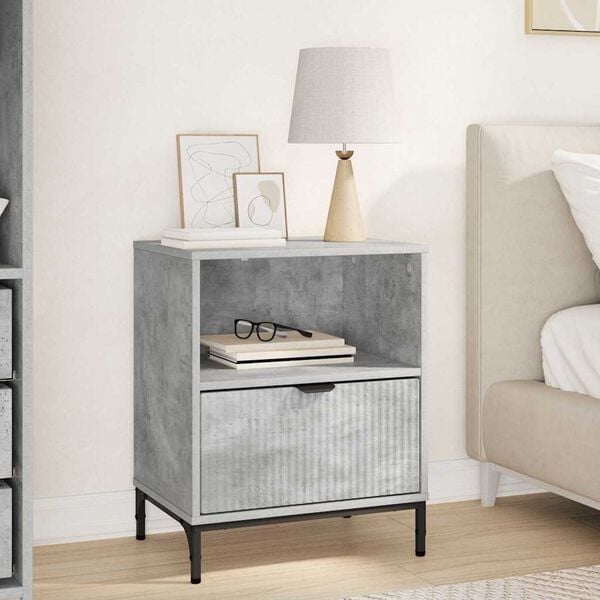 vidaXL Bedside Cabinet Concrete grey 49 x 36 x 61 cm Engineered wood