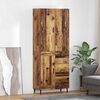 vidaXL Highboard with Drawer 2 pcs Old Wood Engineered Wood and Glass