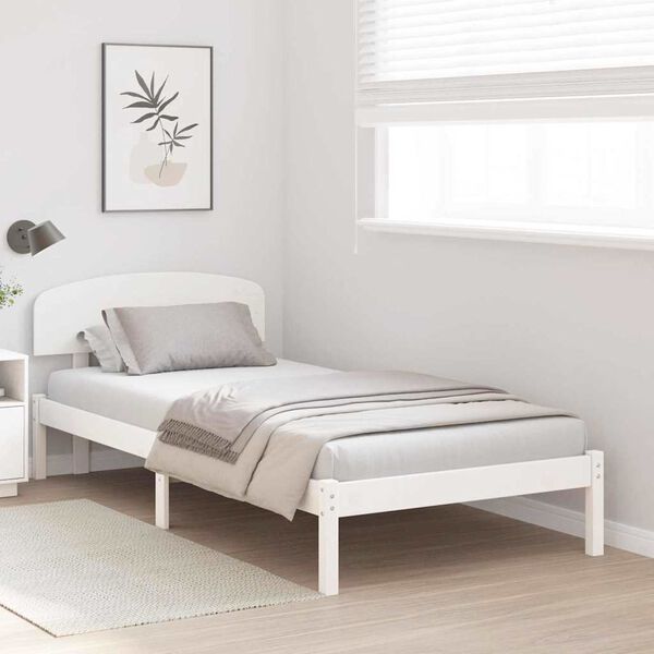 vidaXL Bed Frame with Headboard White 75 x 190 cm Solid Pine Wood