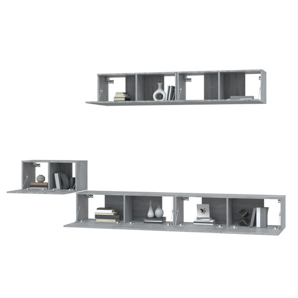 vidaXL 5 Piece TV Cabinet Set Grey Sonoma Engineered Wood