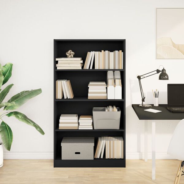 vidaXL Bookcase Black 80x24x143 cm Engineered Wood