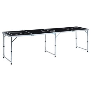 vidaXL Beer Pong Table | Black | Aluminium, MDF | Large | Foldable