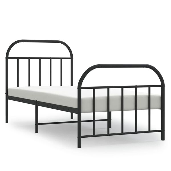 vidaXL Metal Bed Frame without Mattress with Footboard Black 80x200cm