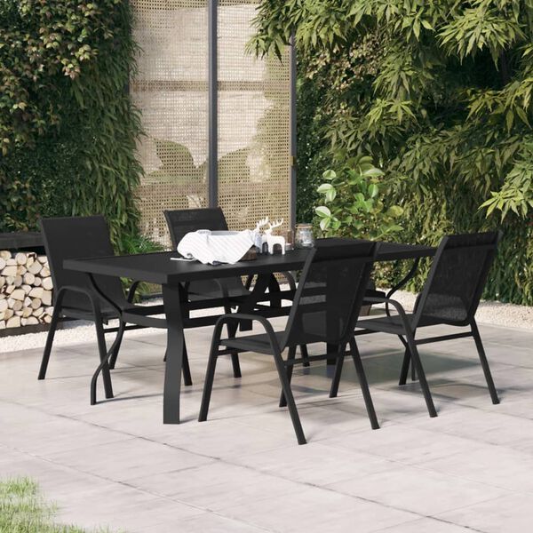 vidaXL 5 Piece Garden Dining Set Black