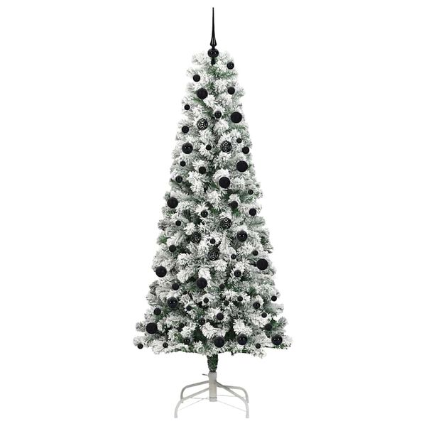 vidaXL Artificial Hinged Christmas Tree Green and White 240 cm