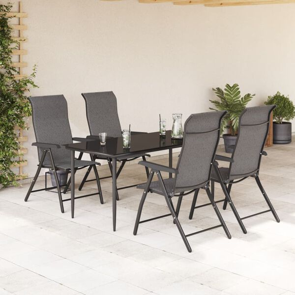 vidaXL Folding Garden Chairs 4 pcs Grey Poly Rattan