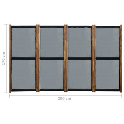 vidaXL 4-Panel Room Divider Black 280x170 cm