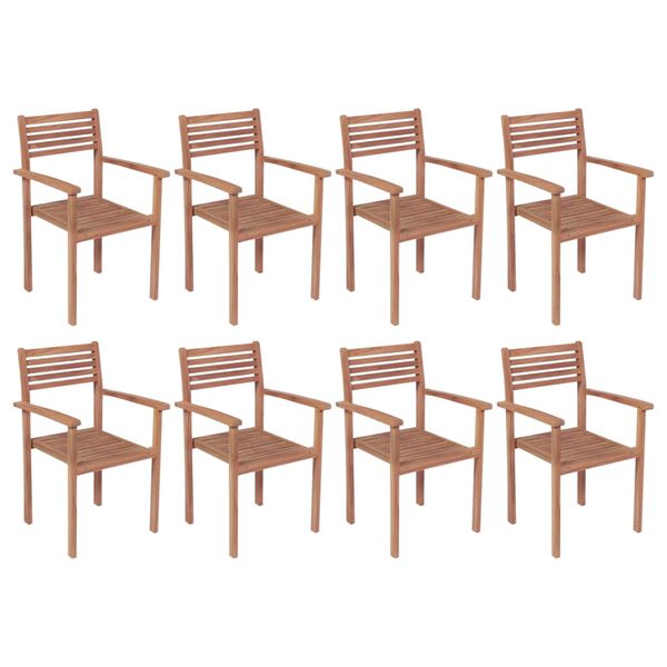 vidaXL Stackable Garden Chairs 8 pcs Solid Teak Wood