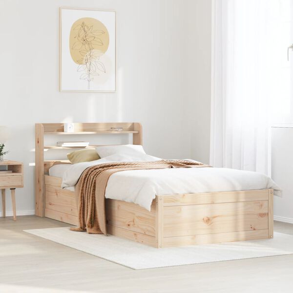 vidaXL Bed Frame with Headboard 90x200 cm Solid Wood Pine