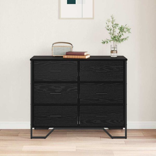 vidaXL Chest of Drawers 2 pcs Black Oak 91 x 35.5 x 74.5 cm