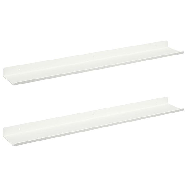 vidaXL Floating Shelf Wall-mounted 2 pcs White 60 x 8.5 x 2.5 cm Steel