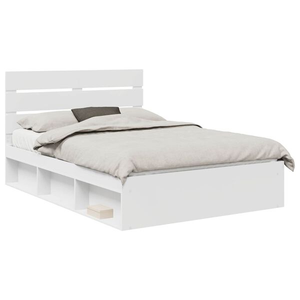 vidaXL Bed Frame with Headboard White 140 x 200 cm Solid Pine Wood